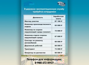 В дорожно-эксплуатационную службу требуются сотрудники
