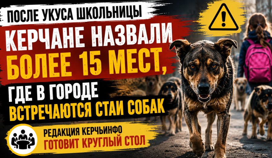 Керчане назвали более 15 мест в городе, где встречаются агрессивные стаи собак
